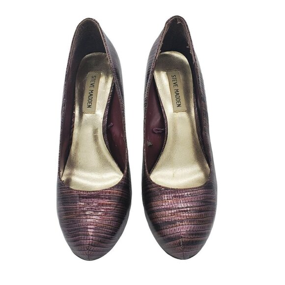 STEVE Madden P-Meva Vegan Purple Reptile Print Round Toe Stiletto Heels Sze 8.5M - Picture 2 of 7